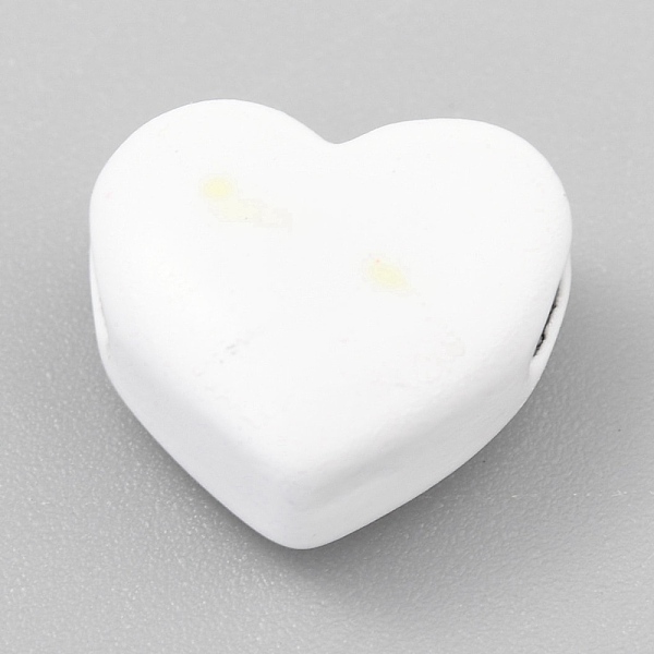 

PandaHall Spray Painted Brass Beads, Heart, White, 8.5x10x5.5mm, Hole: 2.2mm Brass Heart White