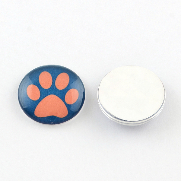 

PandaHall Half Round/Dome Dog Paw Print Photo Glass Flatback Cabochons for DIY Projects, Mixed Color, 12x4mm Glass Half Round Multicolor