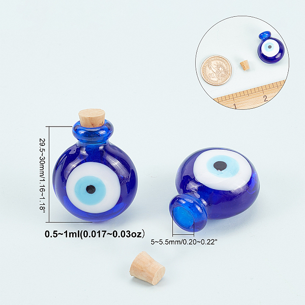 

PandaHall 6 Pcs Perfume Bottle Pendants, Handmade Lampwork Evil Eye Shape Bottle Pendant for Necklace Jewelry Lampwork Evil Eye Multicolor