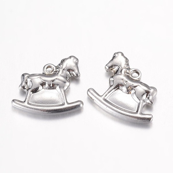 

PandaHall 201 Stainless Steel Pendants, Rocking Horse, Stainless Steel Color, 16x17x3.5mm, Hole: 1mm 201 Stainless Steel Horse