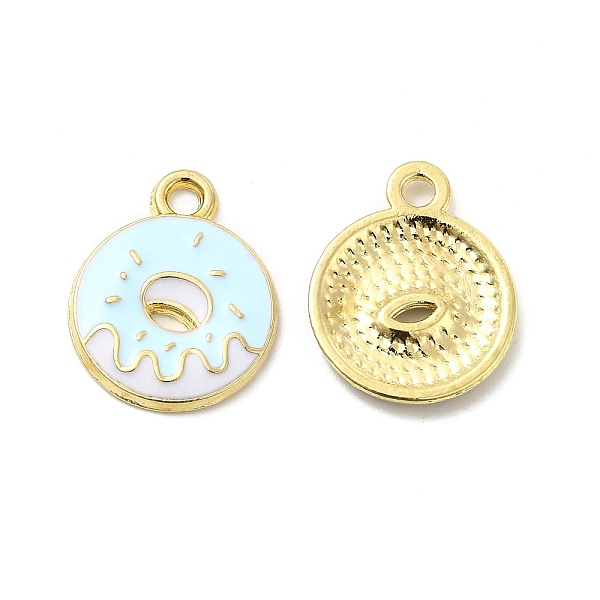 

PandaHall Alloy Enamel Pendants, Donut Charm, Golden, Light Cyan, 19x15x2mm, Hole: 2mm Alloy+Enamel Donut