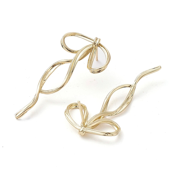 

PandaHall Bowknot Brass Stud Earrings, Long-Lasting Plated, Lead Free & Cadmium Free, Real 18K Gold Plated, 39x20mm Brass Bowknot