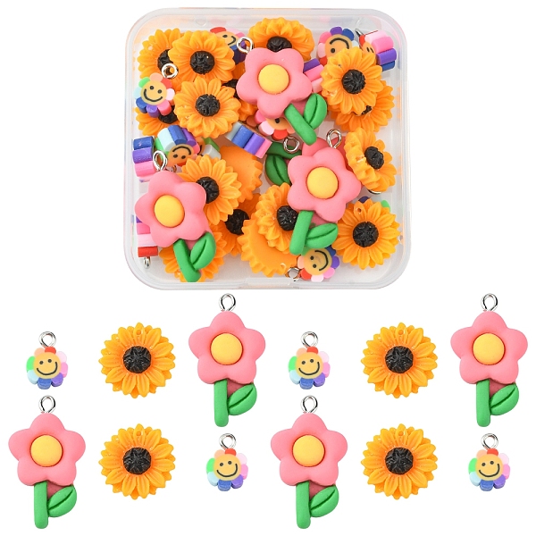 

PandaHall 36Pcs 3 Styles Resin & Handmade Polymer Clay Pendants, with Platinum Iron Peg Bail, Flower Charm, Mixed Color, 13~31.5x10~17x3~6mm..., Multicolor