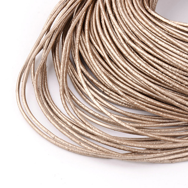 

PandaHall Spray Painted Cowhide Leather Cords, Camel, 1.5mm, about 100yards/bundle(300 feet/bundle) Cowhide Round Brown