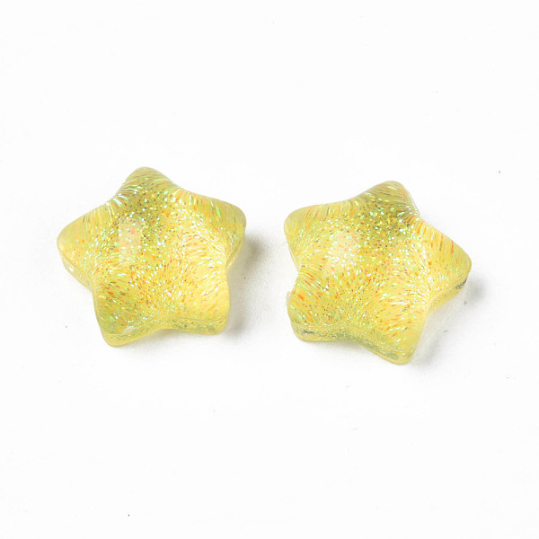 

PandaHall Translucent Acrylic Cabochons, with Glitter Powder, Star, Yellow, 16x16.5x9mm Acrylic Star Yellow