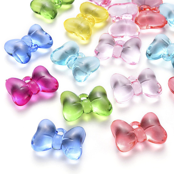 

PandaHall Transparent Acrylic Pendants, Bowknot, Mixed Color, 21x29x10.5mm, Hole: 2.5mm Acrylic Bowknot Multicolor