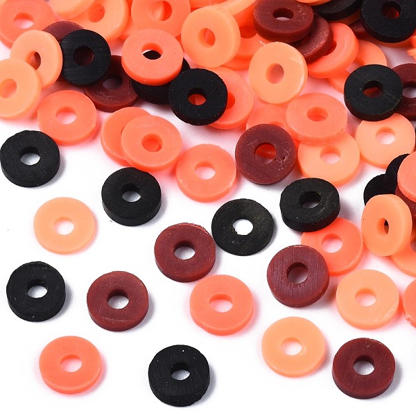 PandaHall Handmade Polymer Clay Beads, Heishi Beads, for DIY Jewelry Crafts Supplies, Disc/Flat Round, Light Salmon, 6x1mm, Hole: 2mm, about...