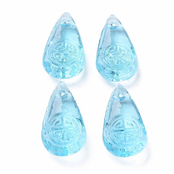 

PandaHall Transparent Handmade Bumpy Lampwork Beads, Teardrop, Light Sky Blue, 23x11.5x6mm, Hole: 1.5mm Lampwork Teardrop