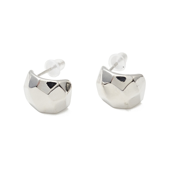 

PandaHall Alloy Curved Thick Stud Earrings with 925 Sterling Silver Pins for Women, Platinum, 11x9x5mm, Pin: 0.7mm Alloy Moon