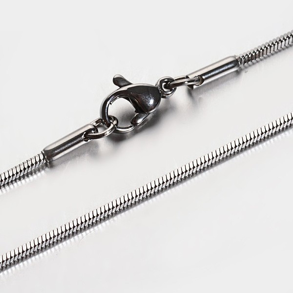 

PandaHall 304 Stainless Steel Square Snake Chain Necklaces, with Lobster Clasps, Stainless Steel Color, 15.7 inch(39.9cm), 0.9mm 304...