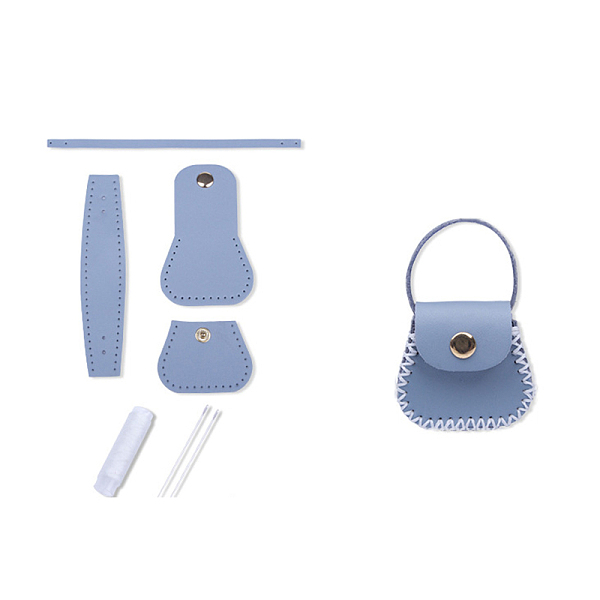 

PandaHall DIY Purse Making Kit, Including Cowhide Leather Bag Accessories, Iron Needles & Waxed Cord, Light Steel Blue, 5x5.3cm Leather
