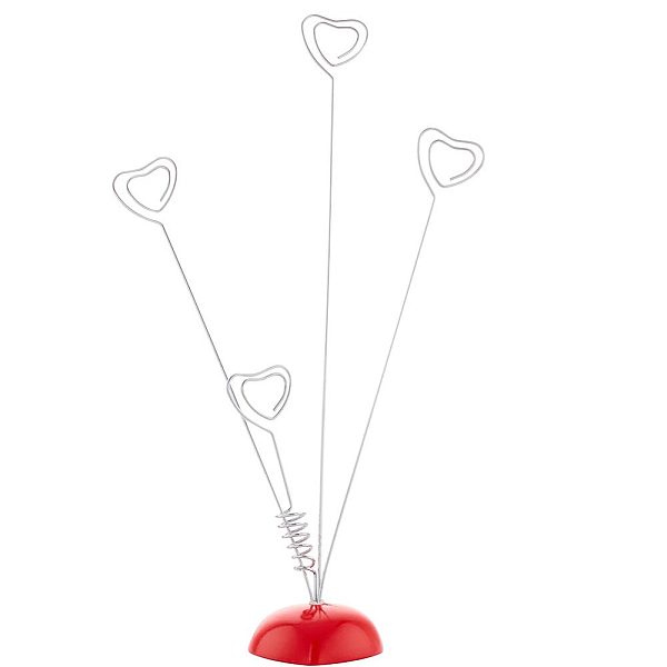 

PandaHall Resin Heart Base Memo Photo Holders, 4-Branch Metal Spiral Heart Card Holder, Red, 46.5x52x250mm Resin Heart Red