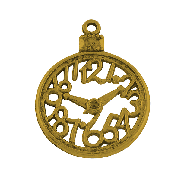 

PandaHall Alloy Clock Pendants, Tibetan Style, Cadmium Free & Nickel Free & Lead Free, Antique Golden, 39x30x2mm, Hole: 2mm, about...