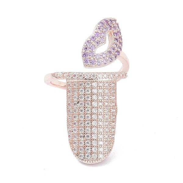 

PandaHall Brass Micro Pave Cubic Zirconia Fingernail Rings, Nail Cover Ring, Lips, Real Rose Gold Plated, 1.5mm, Inner Diameter: 14.5mm..., Clear