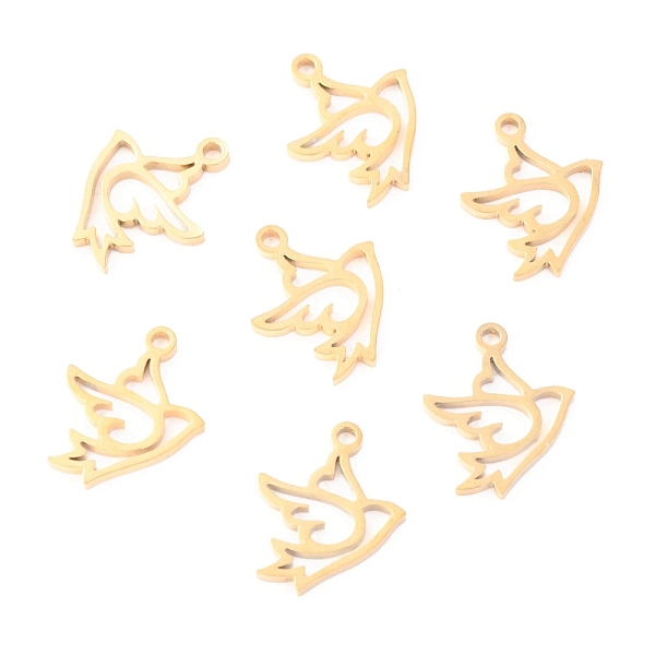 

PandaHall 304 Stainless Steel Charms, Laser Cut, Peace Dove, Golden, 14x11.5x1.1mm, Hole: 1.4mm 304 Stainless Steel Bird