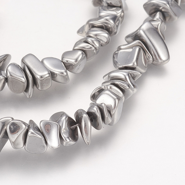 

PandaHall Electroplate Non-magnetic Synthetic Hematite Beads Strands, Nuggets, Platinum Plated, 5~15x4~8mm, Hole: 1mm, 15.5 inch~16.4 inch...