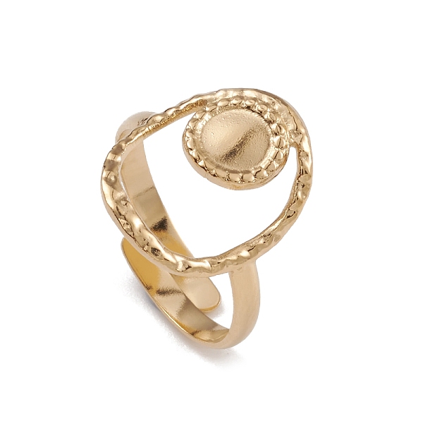 

PandaHall Ion Plating(IP) 304 Stainless Steel Hollow Oval Cuff Ring Findings, Bezel Cup Ring Settings, Flat Round, Real 14K Gold Plated, US...