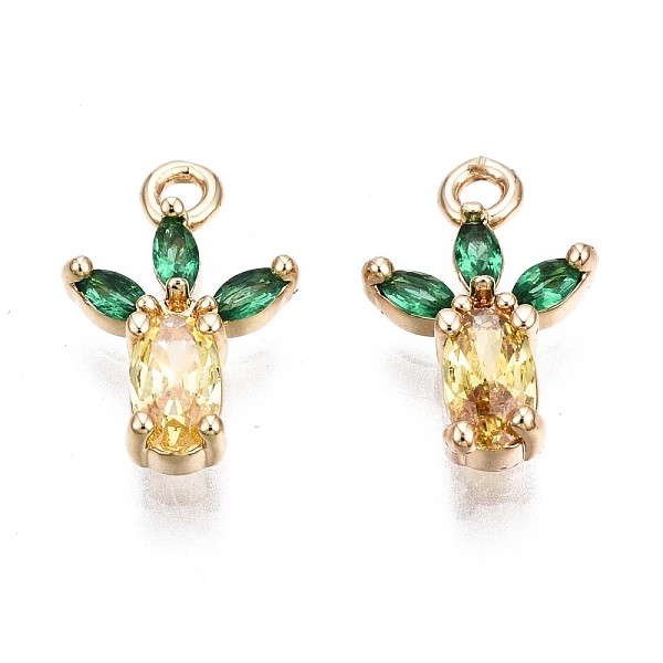 

PandaHall Brass Micro Pave Champagne Yellow Cubic Zirconia Charms, Pineapple, Real 18K Gold Plated, 12x8x3mm, Hole: 1.2mm Brass+Cubic...