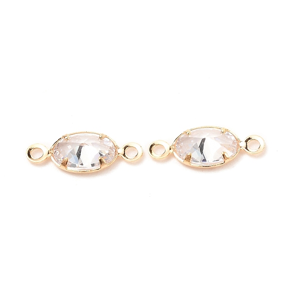 

PandaHall Brass Micro Pave Clear Cubic Zirconia Link Connectors, Oval, Light Gold, 11.5x4.5x2mm, Hole: 1mm Brass+Cubic Zirconia Oval