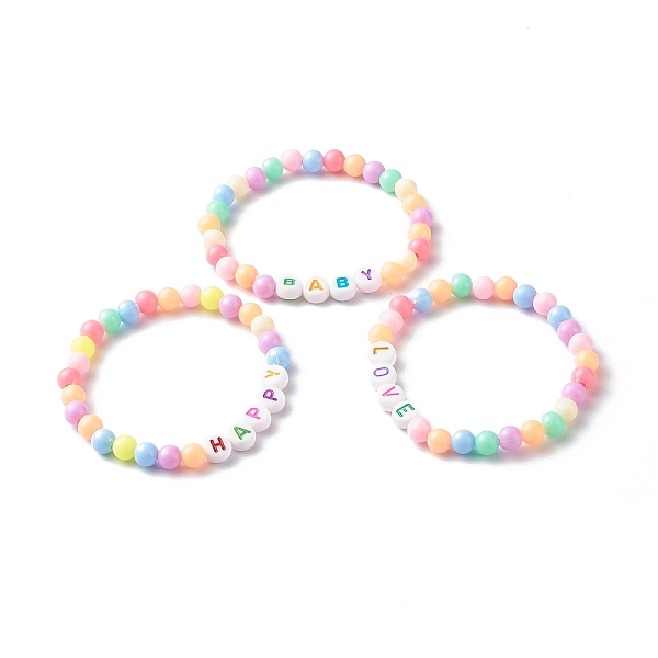 

PandaHall Opaque Acrylic Beads Stretch Bracelet Set for Kid, with Word Baby & Love & Happy, Colorful, Inner Diameter: 1-3/4 inch(4.5cm)...