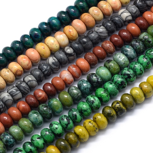 

PandaHall Natural & Synthetic Gemstone Beads Strands, Rondelle, 6x4mm, Hole: 1mm, about 96pcs/strand, 15.94 inch(40.5cm) Mixed Stone..., Multicolor