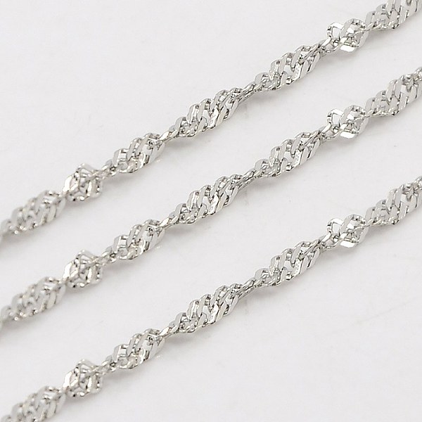 

PandaHall 304 Stainless Steel Singapore Chains, Water Wave Chains, Soldered, Faceted, Stainless Steel Color, 2mm 304 Stainless Steel
