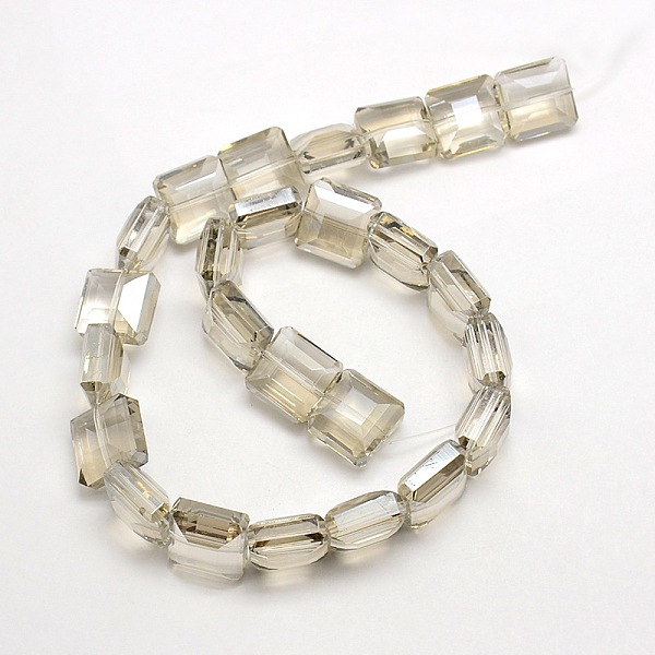 Electroplate Crystal Glass Square Beads Strands