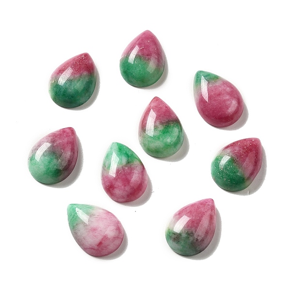 

PandaHall Dyed Natural Jade Cabochons, Two Tone, Teardrop, Cerise & Green, 18~18.5x13x6.5~7.5mm Jade Teardrop Green