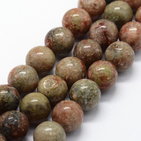 

PandaHall Natural Unakite Beads Strands, Round, 6mm, Hole: 0.8mm, about 63pcs/strand, 14.76 inch(37.5cm) Unakite Round