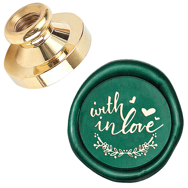 

PandaHall DIY Scrapbook, Brass Wax Seal Stamp Head, Word With In Love, Golden, 25x14mm Brass