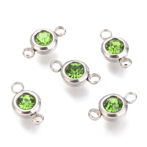 

PandaHall 304 Stainless Steel Rhinestone Links Connectors, Flat Round, Stainless Steel Color, Peridot, 12x6.5x4mm, Hole: 2mm 304 Stainless..., Green