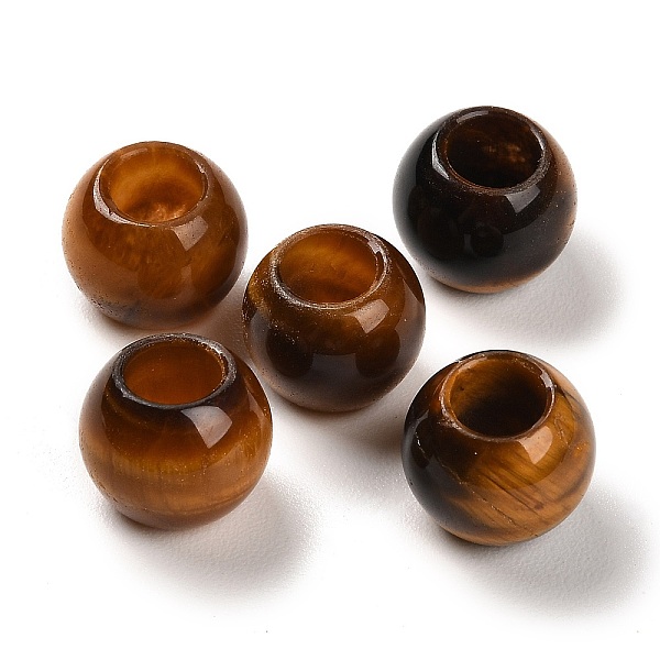 

PandaHall Natural Tiger Eye European Beads, Large Hole Beads, Round, 12x9~9.5mm, Hole: 5.5~6mm Tiger Eye Round