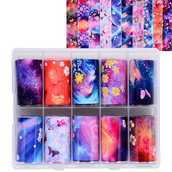 

PandaHall Nail Art Transfer Stickers, Nail Decals, DIY Nail Tips Decoration for Women, Floral Pattern, Mixed Color, 1000x40mm, 10styles..., Multicolor