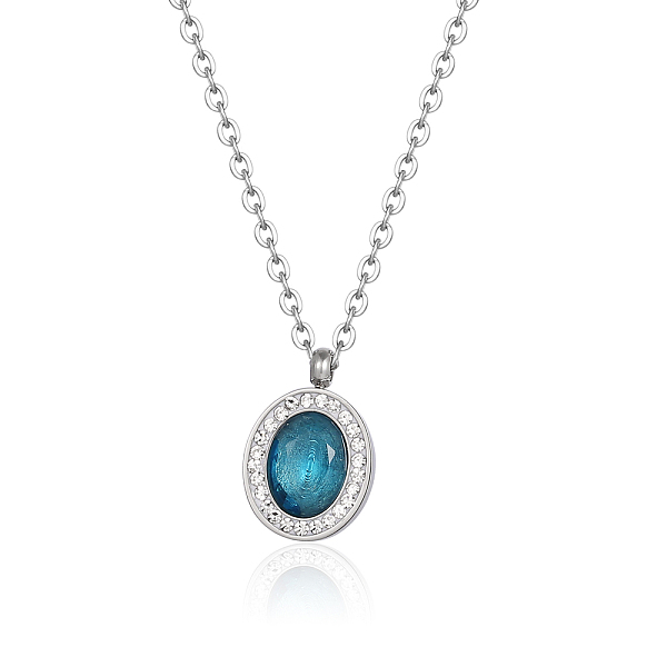 

PandaHall Green Stone Pendant Necklace, Stainless Steel Cable Chain Necklaces for Women Stainless Steel