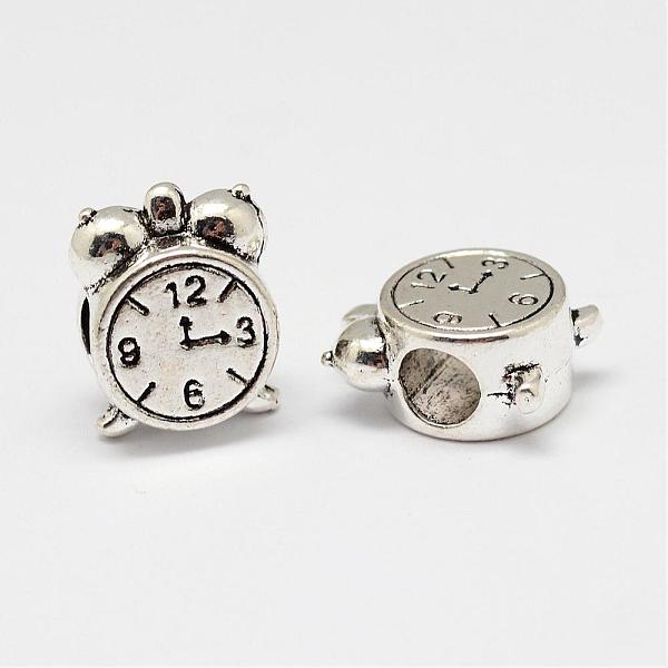 

PandaHall Clock Alloy European Beads, Large Hole Beads, Antique Silver, 13x10.5x6.5mm, Hole: 4.5mm Alloy Clock