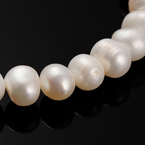 

PandaHall Natural Cultured Freshwater Pearl Beads Strands, Round, Bisque, 7~8mm, Hole: 0.8mm, about 47~48pcs/strand, 13.4 inch Pearl Round..., Orange