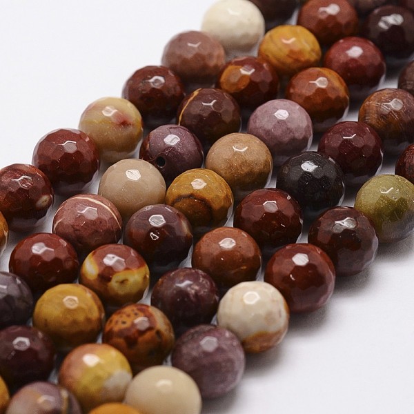 

PandaHall Natural Mookaite Beads Strands, Faceted, Round, 6mm, Hole: 1mm, about 61pcs/strand, 14.9 inch~15.1 inch Mookaite Round Gold