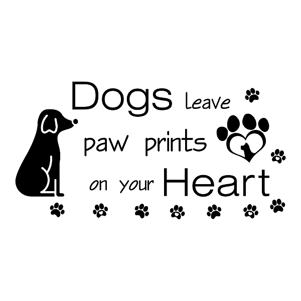 PandaHall SUPERDANT Dog Wall Decals Pets Saying Wall Decals Dogs Leave Paw Prints on Your Hearts Quotes Wall Decals Black Vinyl Paw Prints...