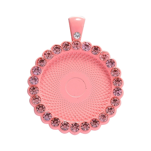 

PandaHall Baking Painted Alloy Pendant Cabochon Settings, Plain Edge Bezel Cups, with Rhinestone, Flat Round, Pink, Tray: 25mm, 43x34x3.5mm...