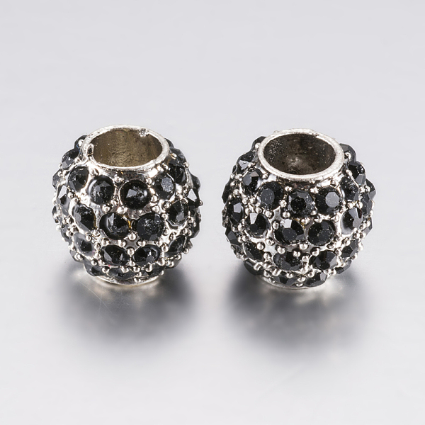 

PandaHall Alloy Rhinestone European Beads, Large Hole Beads, Rondelle, Platinum, Black, 10.5x9.5mm, Hole: 5mm Alloy+Rhinestone Rondelle...