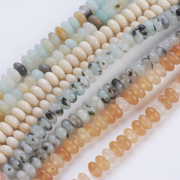 

PandaHall Natural & Synthetic Mixed Stone Beads Strands, Rondelle, 4.5~5x2~2.5mm, Hole: 0.8mm, about 162~166pcs/strand, 15.1 inch~15.3 inch...