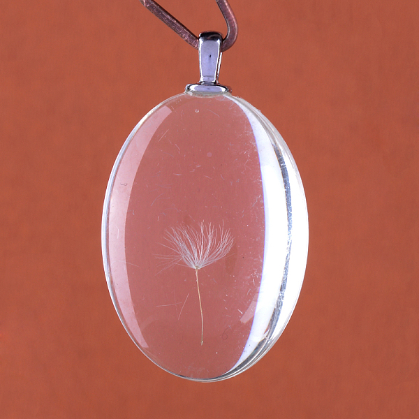 

PandaHall Flat Oval Alloy Glass Pendants, Cadmium Free & Lead Free, with Dried Dandelion Inside, For Dandelion Wish Necklaces Making..., Clear