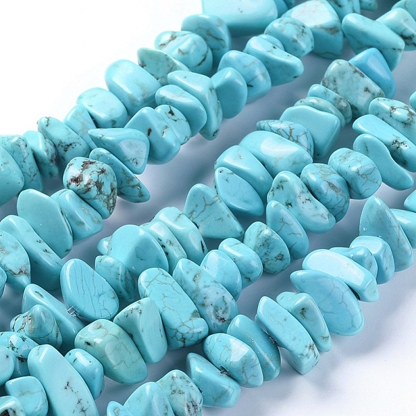 

PandaHall Natural Magnesite Beads Strands, Dyed, Nuggets, 3~7.5x6~15mm, Hole: 1mm, about 10.8 inch(27.5cm) Magnesite Nuggets