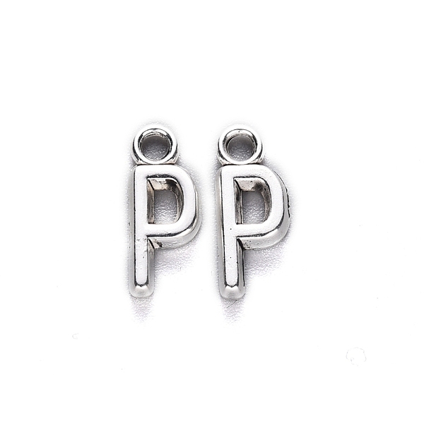 

PandaHall Tibetan Style Alloy Pendants, Cadmium Free & Lead Free, Letter P, P: 15.5x6x2mm, Hole: 2mm Alloy Letter
