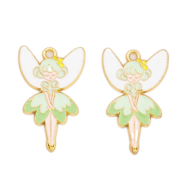 

PandaHall Rack Plating Alloy Enamel Pendants, Golden, Angel Charm, Light Green, 30x19x1.5mm, Hole: 1.8mm Alloy+Enamel Angel & Fairy