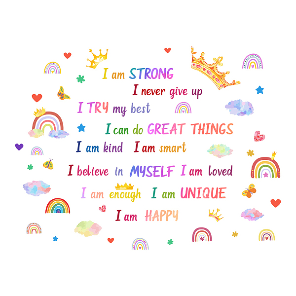 

PandaHall PVC Wall Stickers, Wall Decoration, Word, 1180x390mm Plastic Word