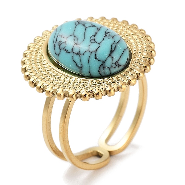 

PandaHall Ion Plating(IP) 304 Stainless Steel Ring, Adjustable Synthetic Turquoise Rings, Sun, 20.5mm, Inner Diameter: Adjustable Synthetic...