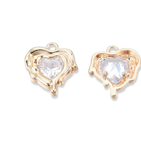 

PandaHall Brass Pave Clear Cubic Zirconia Pendants, Cadmium Free & Nickel Free & Lead Free, Heart, Real 18K Gold Plated, 16x15x5.5mm, Hole...