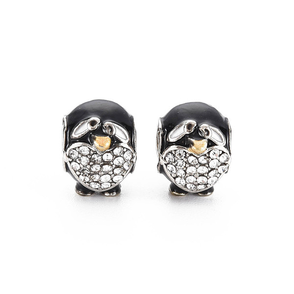 

PandaHall Rack Plating Alloy Enamel European Beads, with Crystal Rhinestone, Large Hole Beads, Cadmium Free & Nickel Free & Lead Free..., Black