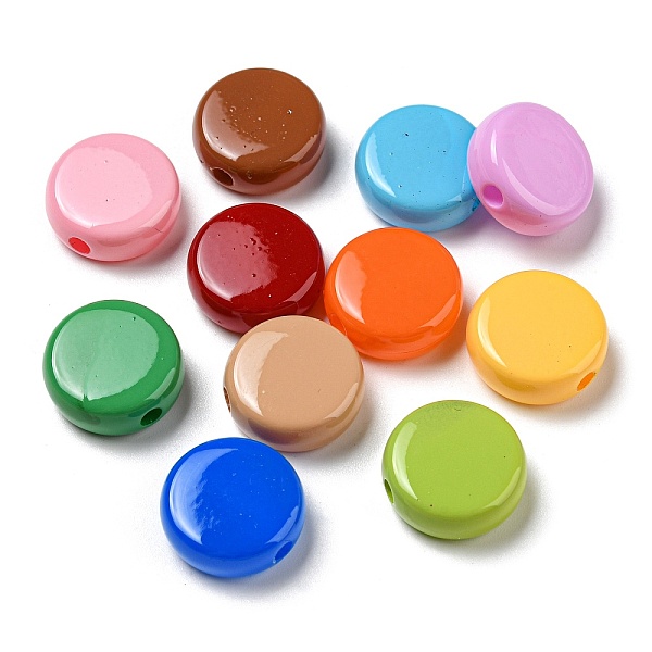 

PandaHall Opaque Acrylic Beads, Flat Round, Mixed Color, 17.5x18x7mm, Hole: 2.5mm Acrylic Flat Round Multicolor